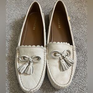 Coach Olympia Tassel white leather loafers Sz 41 (11B) 10.5  flats shoes